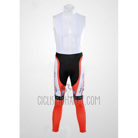 Katusha Cycling Jersey Bib Tight 2012 Long Sleeve White and Orange